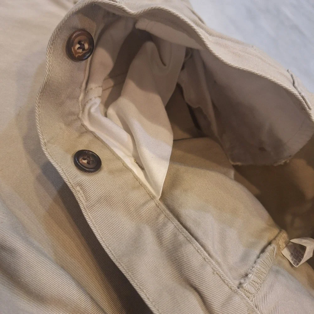 Vtg Polo Ralph Lauren Chino Pants Sz 34x36(32×27) Pleated Cuffed USA Made Preppy